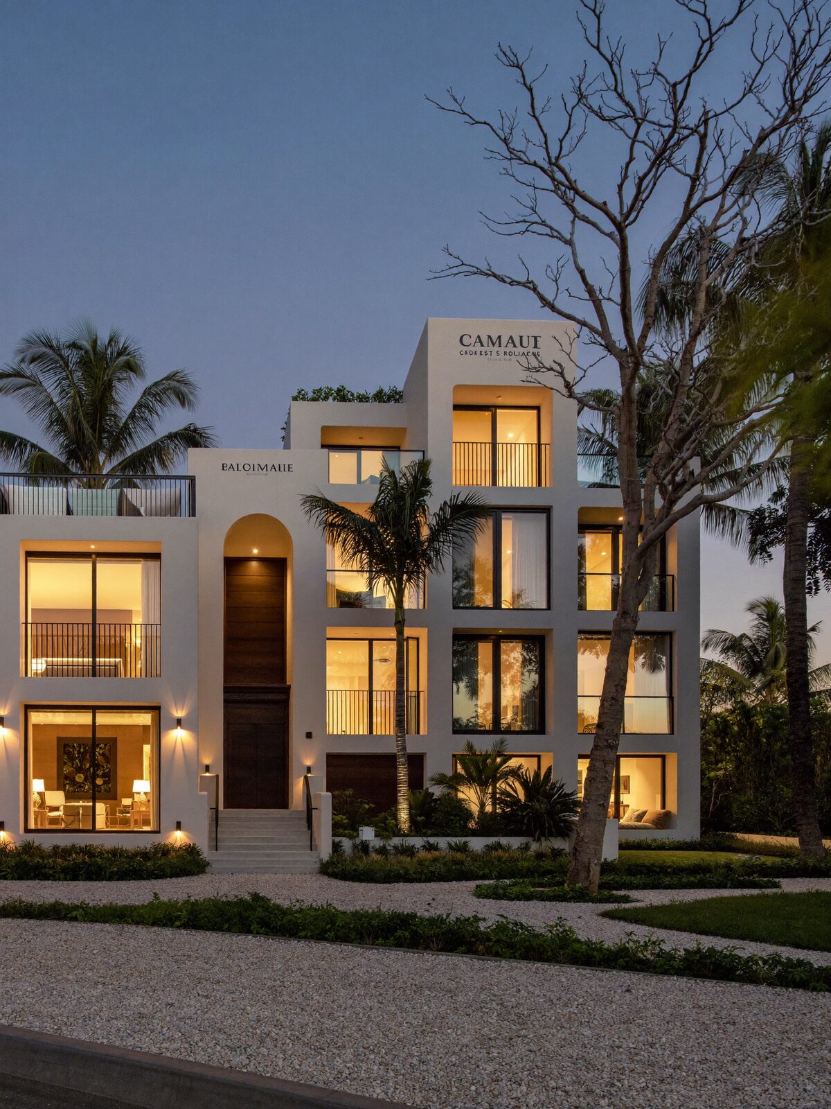 Managed South Florida property at dusk